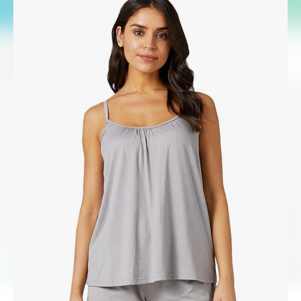 32 Degrees COOL Gray Tank w/ Spaghetti Straps and built In Bra Relaxed Fit MED